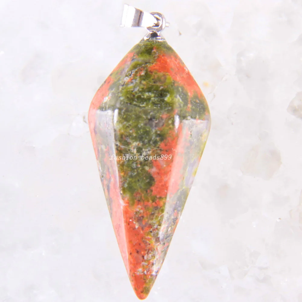 Подвеска для мужчин женщин натуральный камень унакит эпидот рейки пирамида