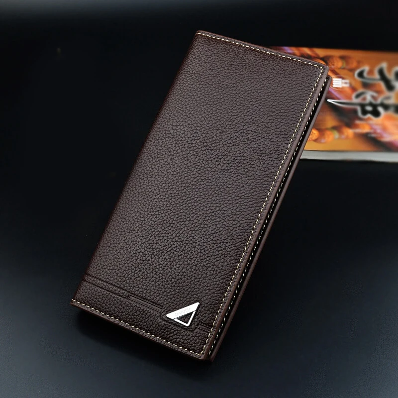 Men's Wallet Long Multi-Card Clip Fashion 3 Fold Lychee Pattern Soft Large Capacity PU Leather Purse Foldable | Багаж и сумки