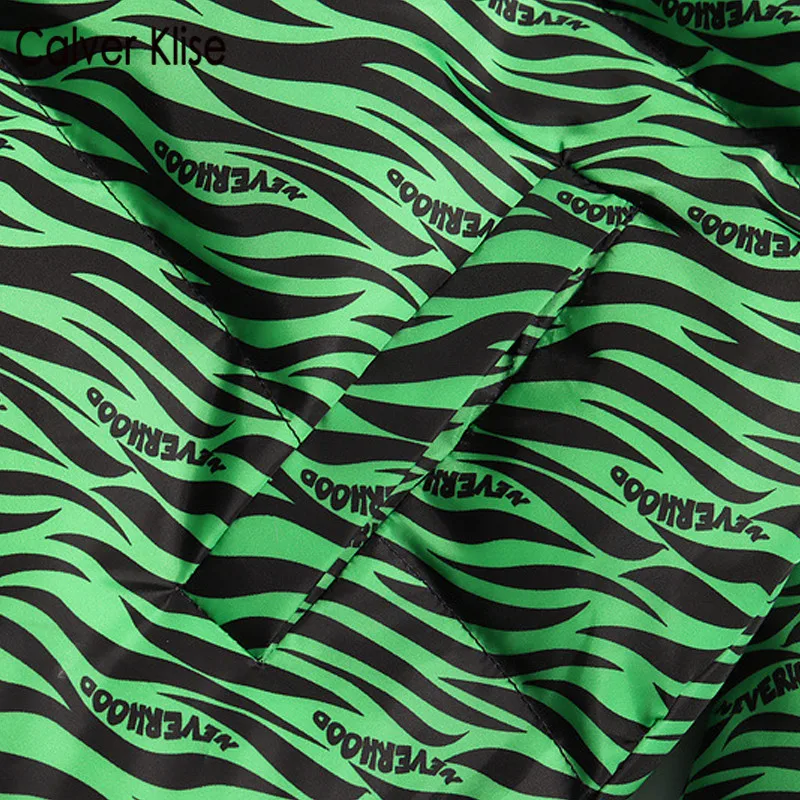 

Calver Klise Men Oversized Jacket Parka Hip Hop Contrast Zebra Print Coats Winter Thick Down Warm Outwear 2020 Loose Zipper Tops