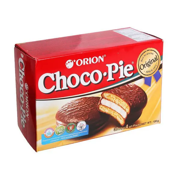 Пирожное шоколадное Choco Pie Orion 120 г 4 шт.|Торты печенье |