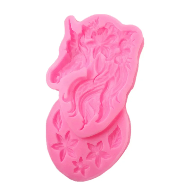 Новый DIY Единорог голова цветок силиконовая форма лист шоколадная инструмент для