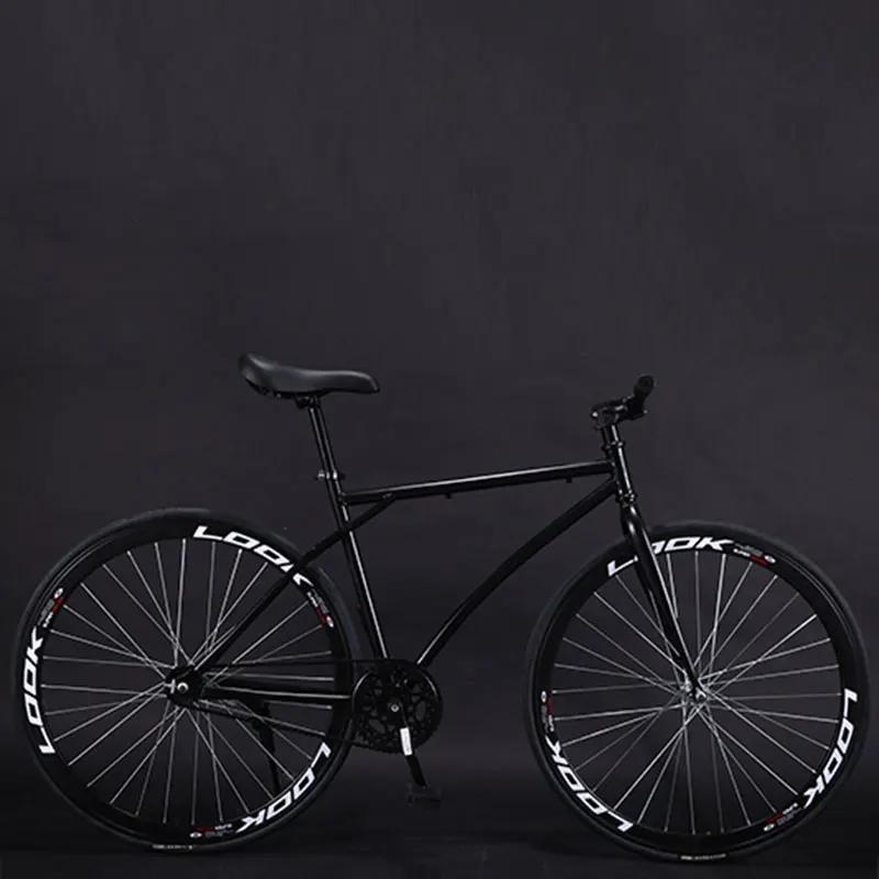 Black Bicycle Road Bike Fixed Gear Adult Men and Women Models Racing Solid Tire Single Speed Students New Cool - Цвет: Black