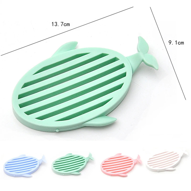 

1PC Cute Cartoon Drain Soap Dish Household Portable Soap Holder Tray Container Plastic Draining Storage Rack Bathroom Organizer