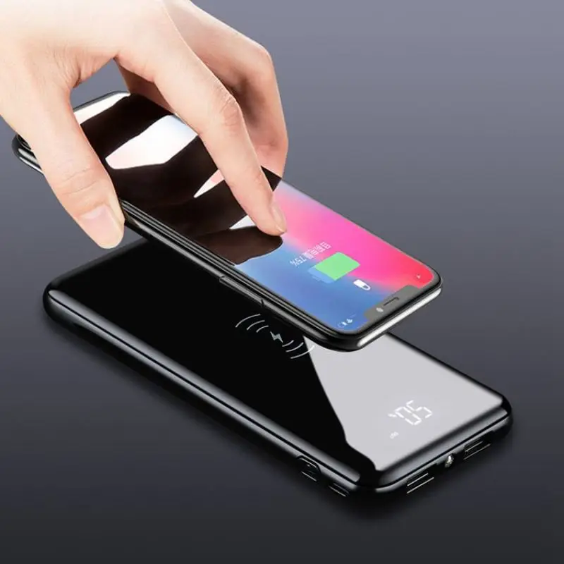 30000mAh QI Беспроводное зарядное устройство для всех смартфонов двойной USB