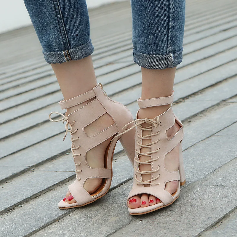 2019 горячая распродажа Флокированные женские босоножки гладиаторы на высоком