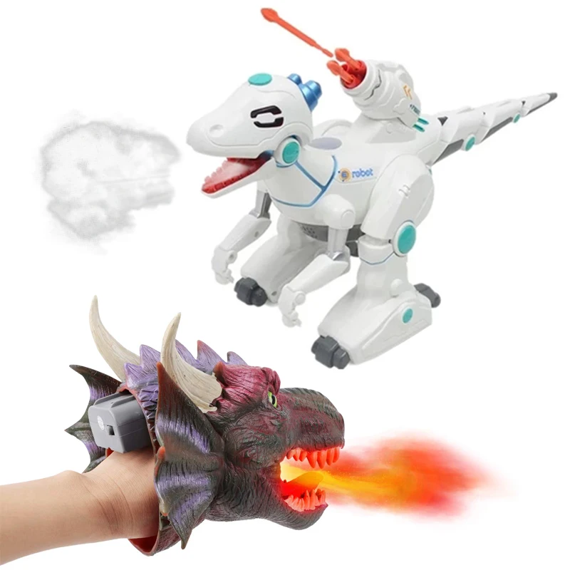 Электрическая игрушка ходячий динозавр Электронный музыкальный робот со звуком