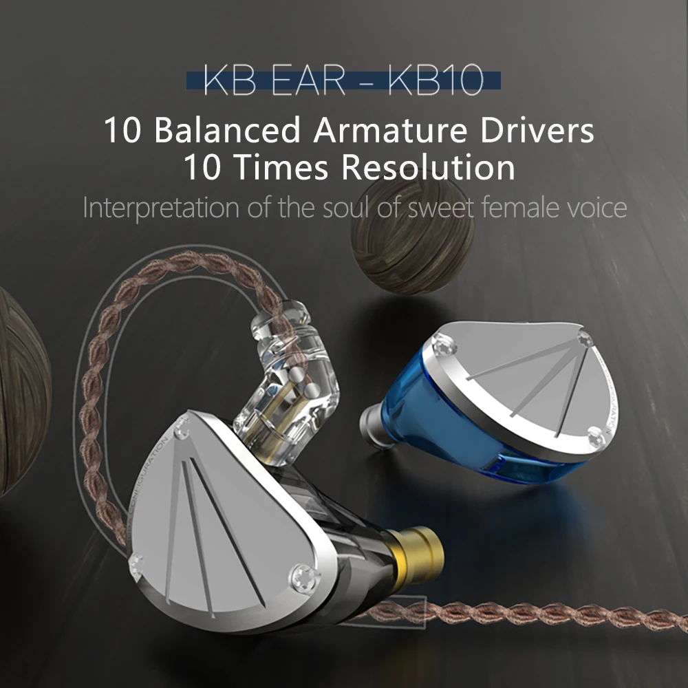 KBEAR KB10 5 излучателю с уравновешенным якорем в ухо наушники Hi Fi монитор басом 2PIN