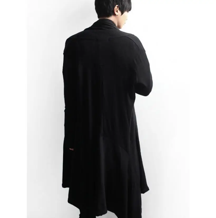

Spring autumn men gothic style punk rock hip hop trench coat long jacket irregular design mens nightclub stage costume overcoat