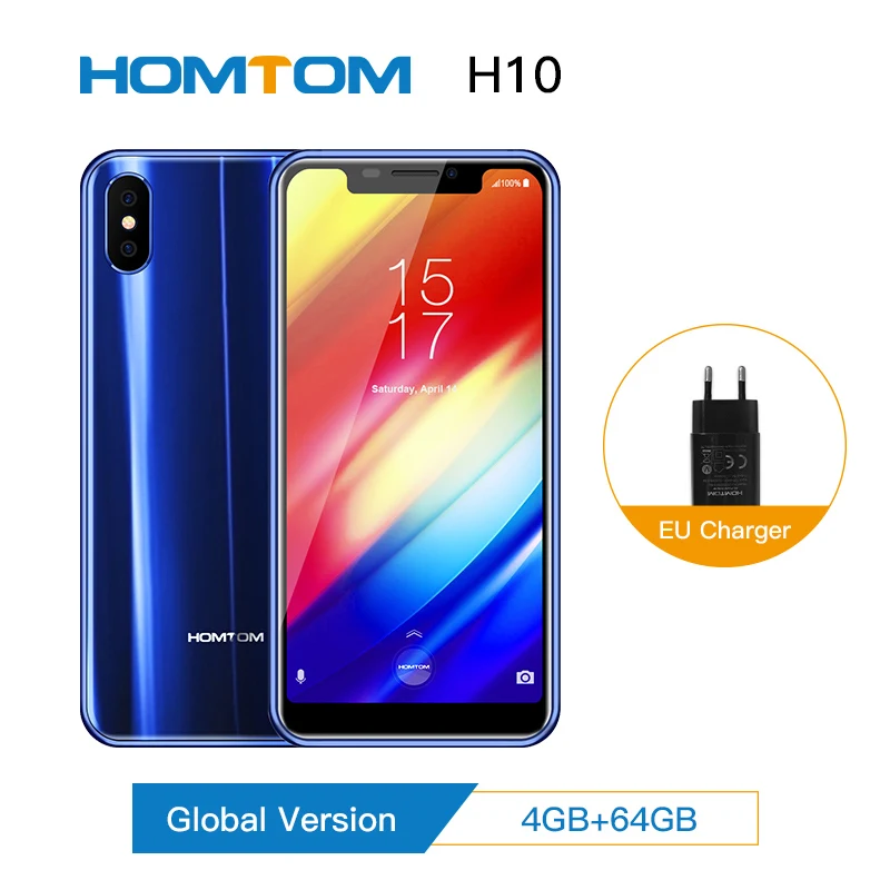 Оригинальный Homtom H10 5 85 &quotAndroid 8 1 MTK6750T Восьмиядерный мобильный телефон