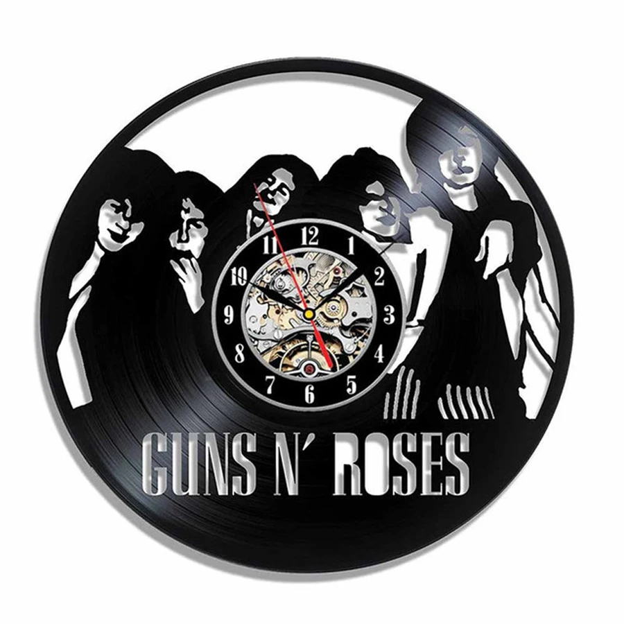 Настенные часы Guns N Rose с виниловой пластиной современный дизайн музыкальная тема
