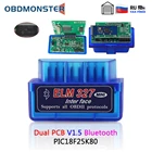 ELM327 2PCB V1.5 PIC18F25K80 Bluetooth Автомобильный OBD2 сканер ELM 327 BT для Android и IOS OBD считыватель кодов OBD II Автомобильные диагностические инструменты