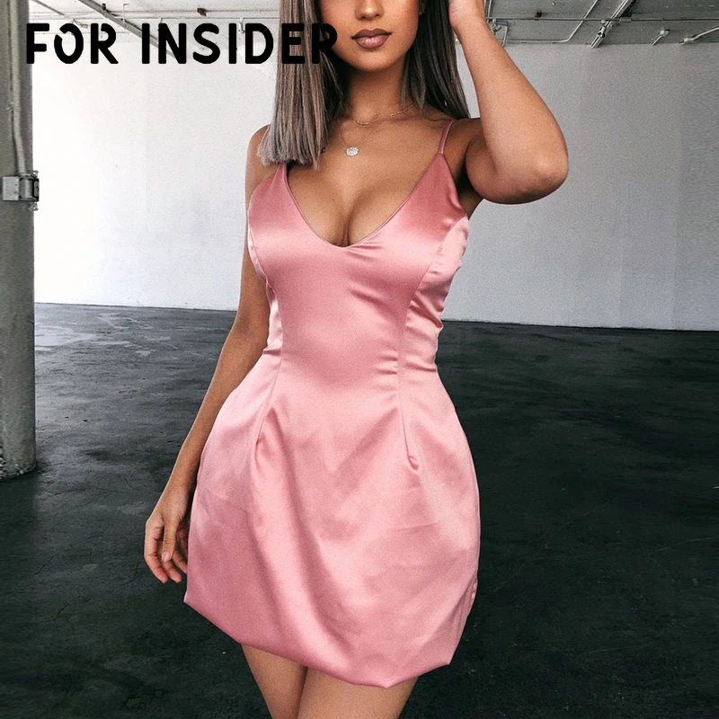 Красное Атласное сексуальное короткое платье для вечеринки женское без рукавов