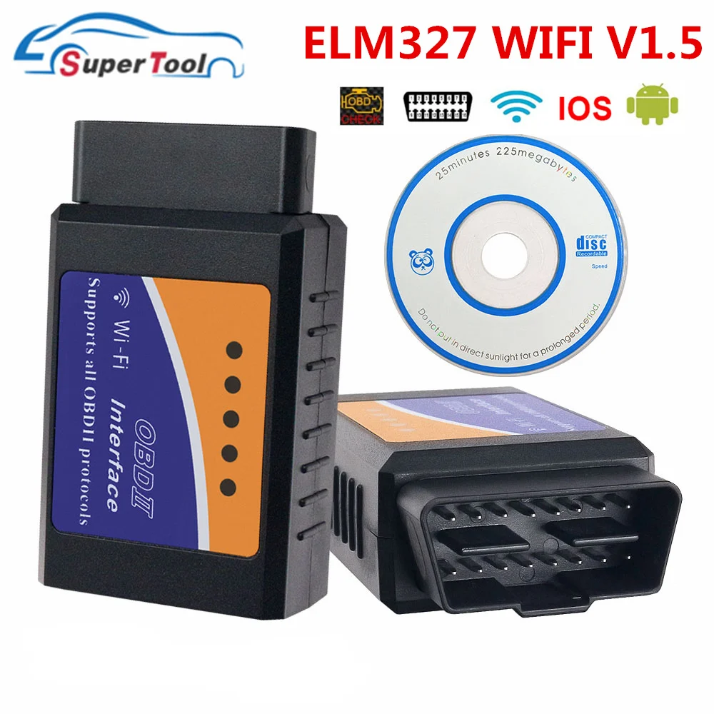 Old Version WIFI 1.5 HH OBD2 hhodd ELM327 Bluetooth V1.5 V2.1 ELM 327 wifi/Wi-Fi V1.5 OBDII автомобильный диагностический сканер инструмент для Android/IOS/Windows - Цвет: Old Version WIFI 1.5