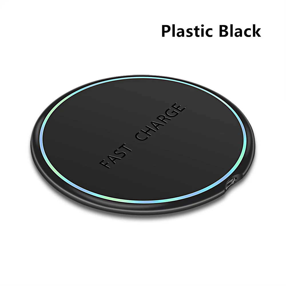 Plastic Black ROCK Metal 10 Вт Беспроводное зарядное устройство зеркальная Быстрая зарядка для iPhone 8 X XR XS Max samsung S10 S9 настольное Беспроводное зарядное устройство Pad - Цвет: Plastic Black