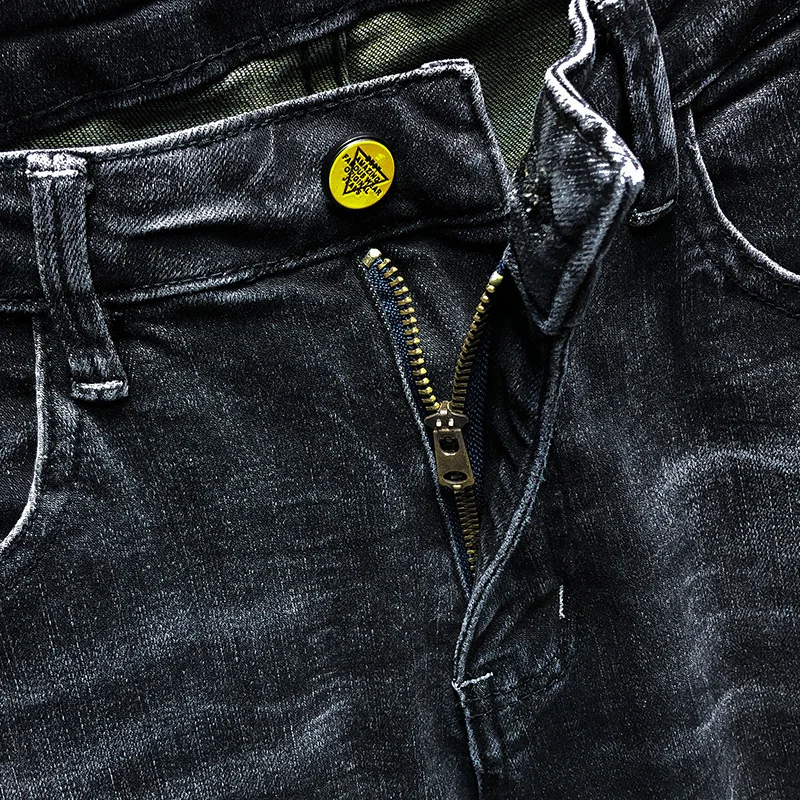 Обтягивающие джинсы мужские брюки темно-серые стрейч 2020 весна и осень модные