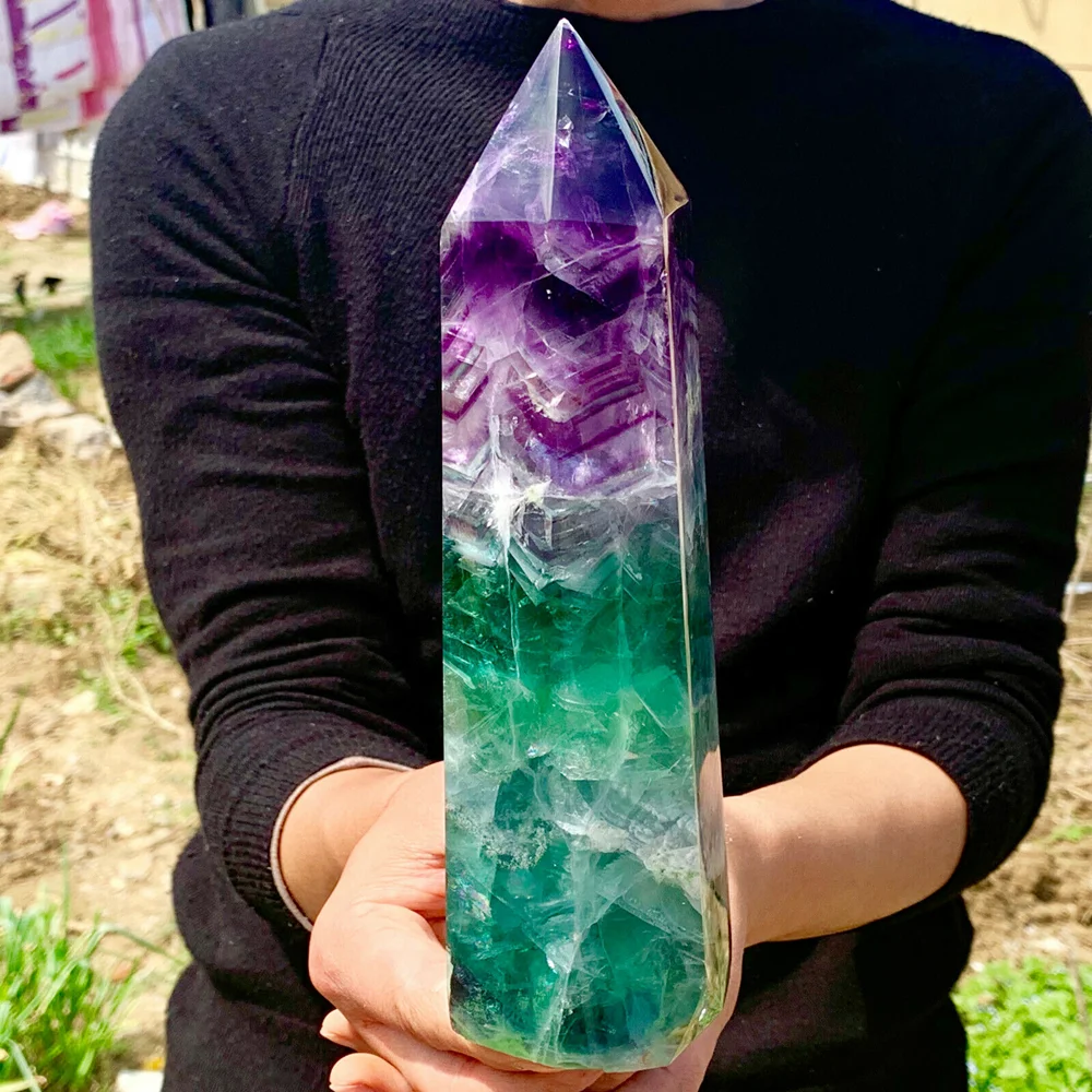 

Rare natural fluorite quartz obelisk crystal rod for reiki healing, home decor, witchcraft, feng shui, gifts