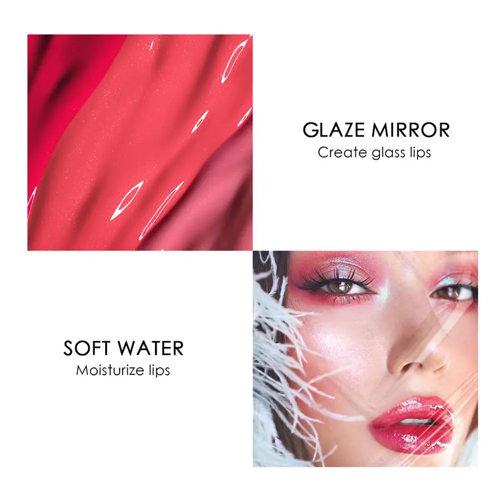 QIBEST Mirror Glass Lip Gloss 8 Colors Smooth Makeup Light Gel Nourish Lipstick Liquid High Shine Moisturizing Lipgloss |