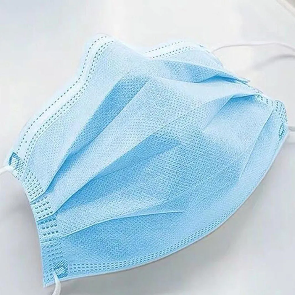 

50pcs Blue Adlut Disposable Face Mask Fashion 3 Layer Non-woven Fabric Masks Cover Headband masques mascarilla mask #
