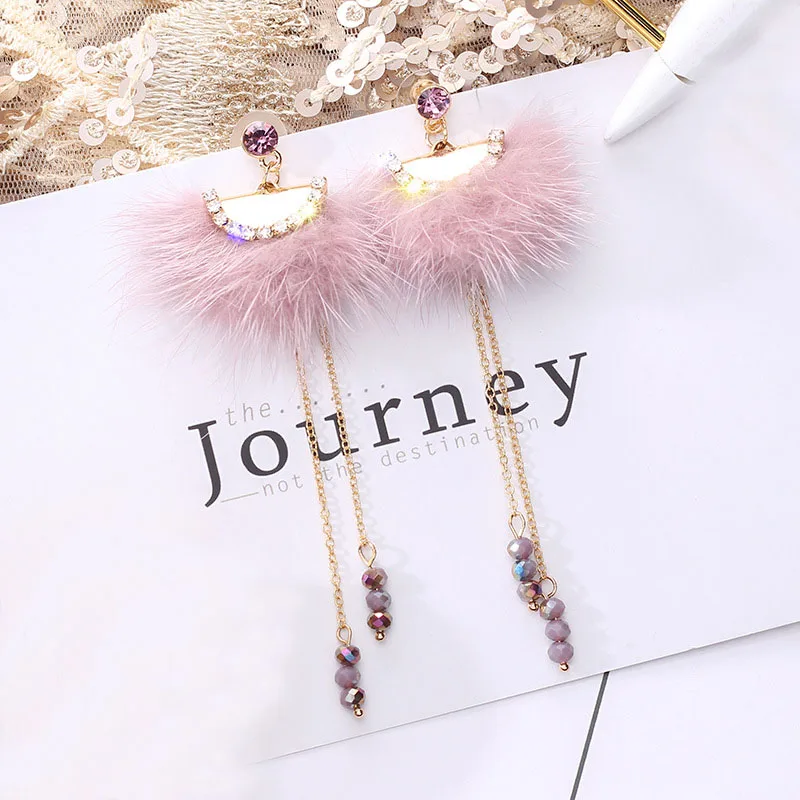 S925-needle корейские модные зимние женские серьги с помпоном из меха норки |