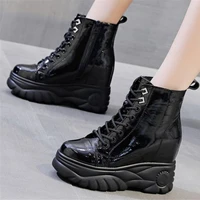 vintage military women diamonds cow leather platform wedge ankle boots high heels punk goth oxfords punk creeper shoes 34 39