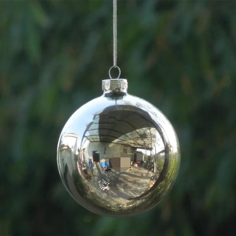 12pcs/pack Diameter=10cm Middle Size Electroplating Silver Christmas Day Glass Ball Handmade Globe Pendant Home Decoration