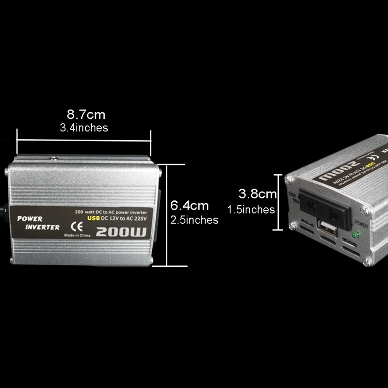 200W автомобильный инвертор питания Dc 12V в Ac 220V конвертер адаптер зарядного