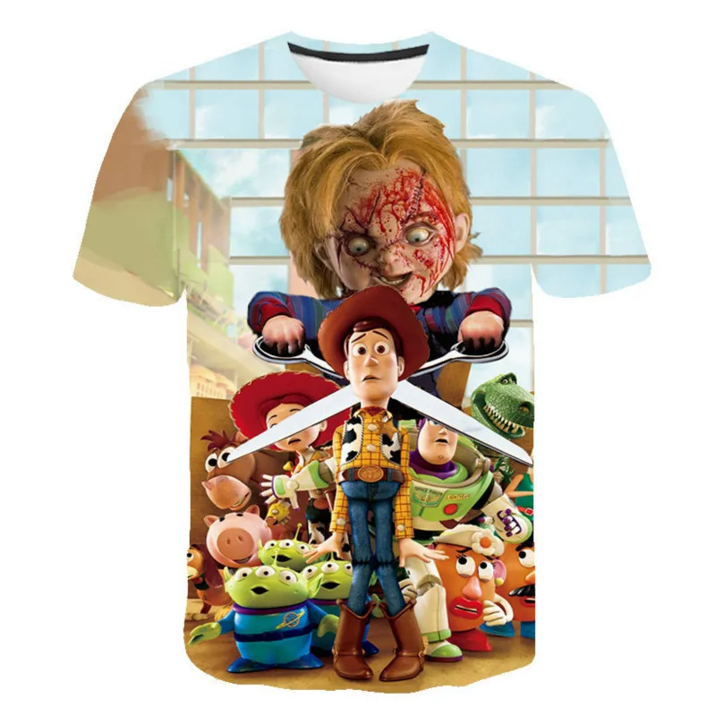 

2021 Summer Casual New Anime Boy Horror monster Fashion 3D Printed T-Shirt European Interesting Streetwear