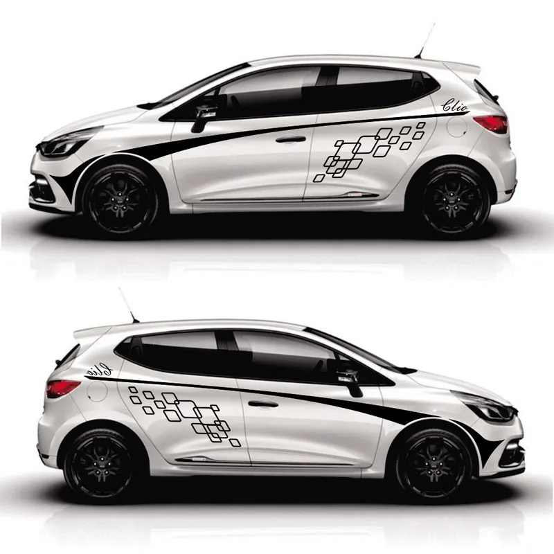 

Sport Stripes Car Stickers For Renault Clio car Both side body Customized Decal sport auto stickers