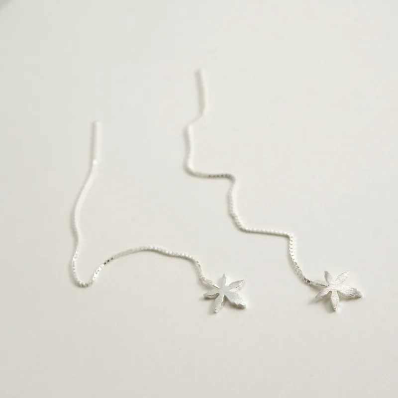 Мода 925 стерлингового серебра в виде кленового листа кулон уха линия серьги нить