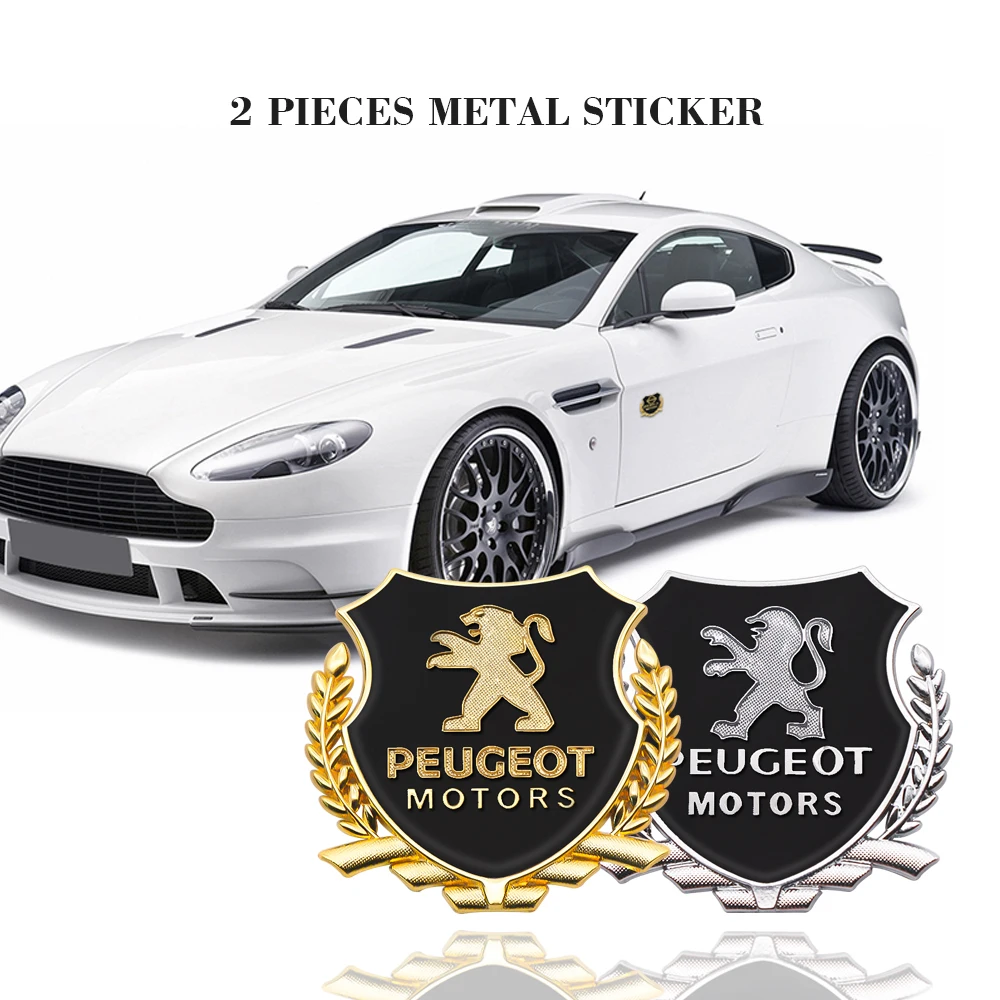 

2PCS 3D Metal Alloy Car Side Door Badge Stickers Window Emblem Decals For Peugeot 107 108 206 207 308 307 408 407 508 3008 2008