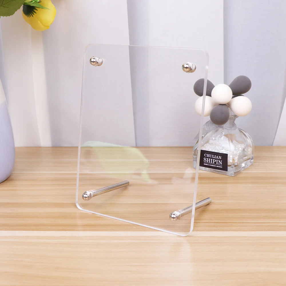 

3Pcs 5 Inches Acrylic Photo Frame Glass Crystal Certificate Display Stand (Round Angle)