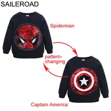 SAILEROAD Человек-паук, изменяющий лицо Captain America Boys Толстовки для детей с длинным рукавом Толстовка с капюшоном Детская толстовка
