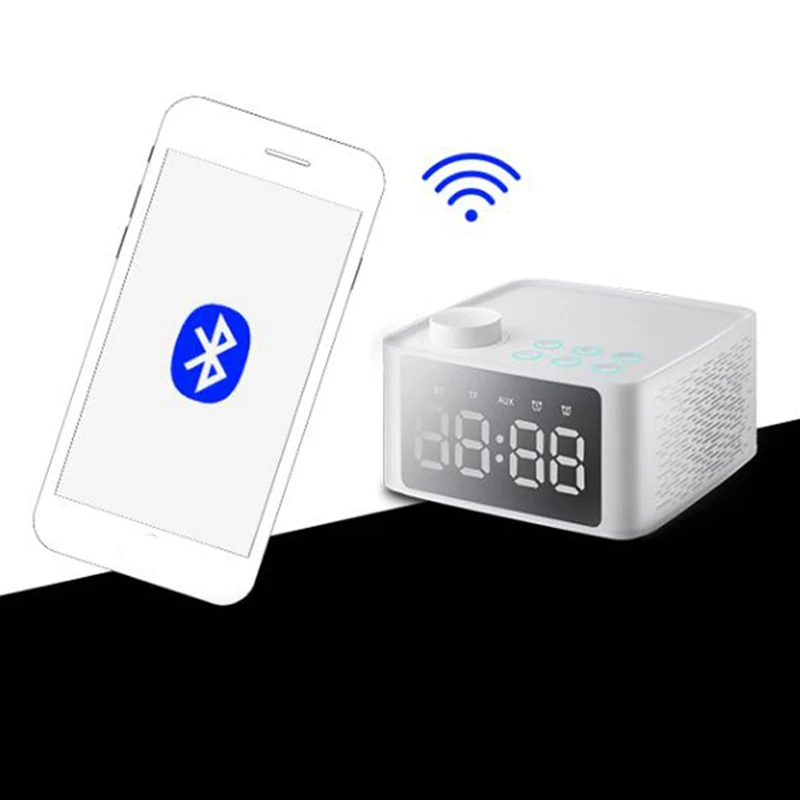 Прочный B1 Bluetooth динамик с подставкой двойной будильник радио карта сабвуфер