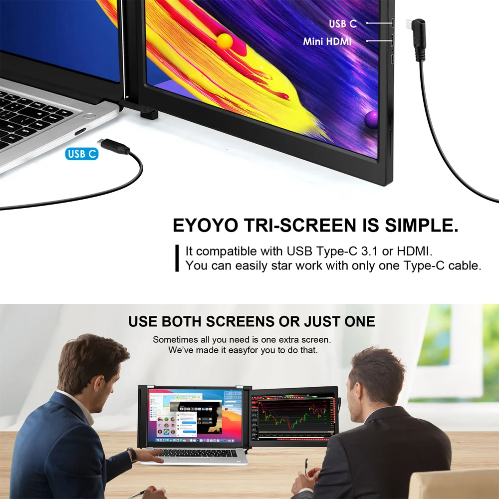 저렴한 Eyoyo-10.1 인치 듀얼 휴대용 게임 모니터 IPS 1920x1080 USB C HDMI 디스플레이 FHD 두 번째 화면, 노트북 PC 전화 PS4 Xbox 스위치