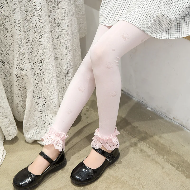 2020 New Spring Lace Summer Thin Pantyhose Tights for Children Stockings Girls Toddler Baby Princess Bow Kitty Print | Детская одежда и