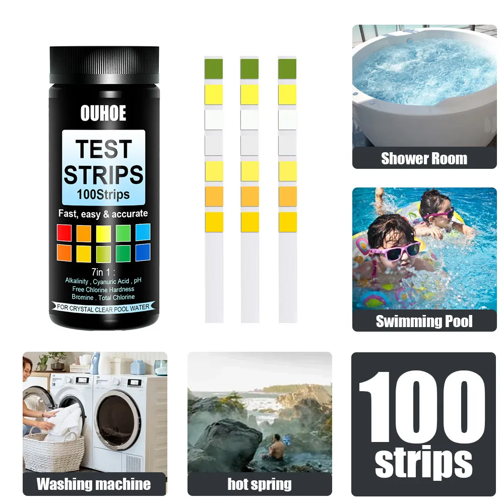 

100 Tablets PH Test Paper For Swimming Pool PH Test Human Acidity And Alkalinity Test for drinking water SPA test strips 6.8~8.4