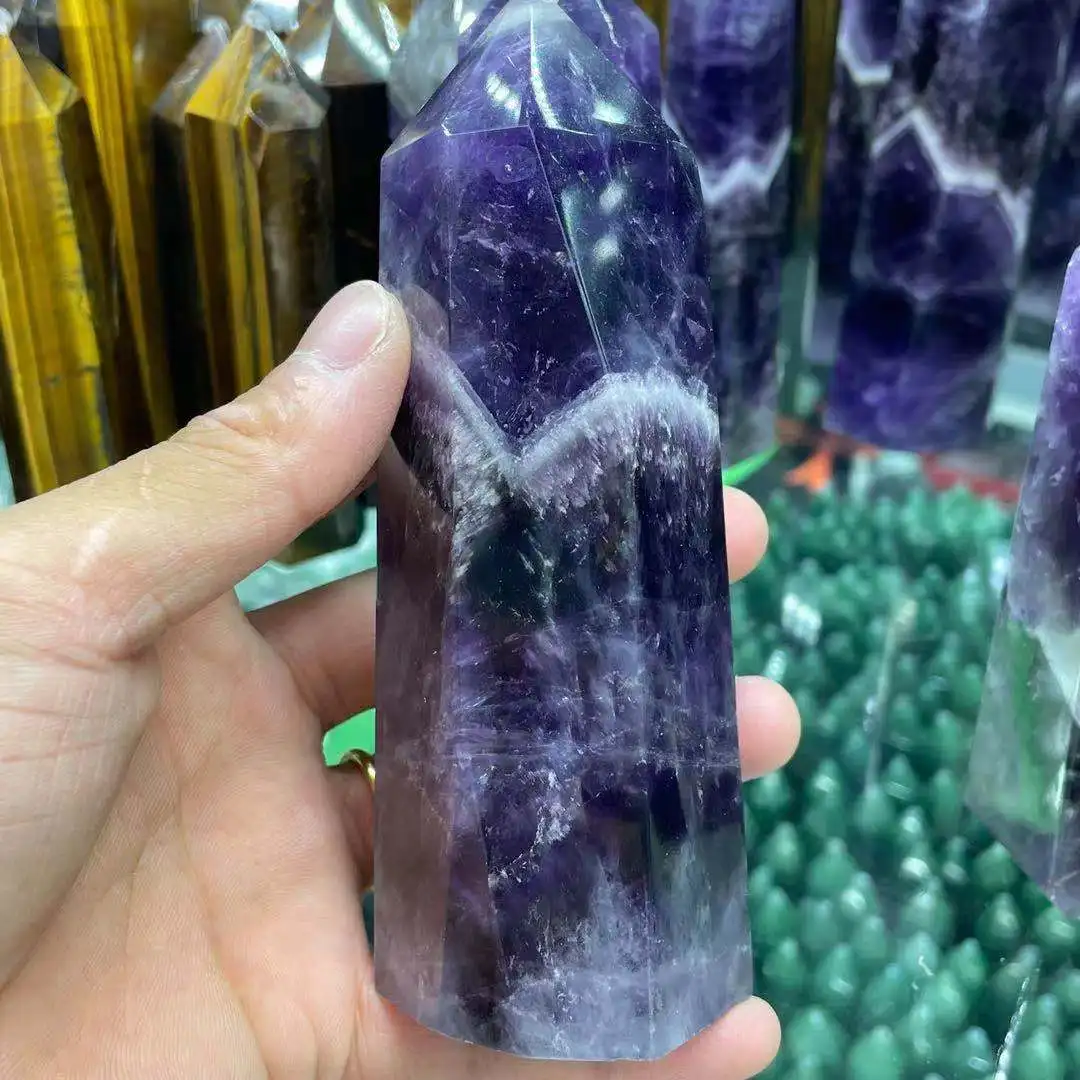 200-1200 г Природный кристалл мечты Аметист обелиск кварцевый стержень Исцеление