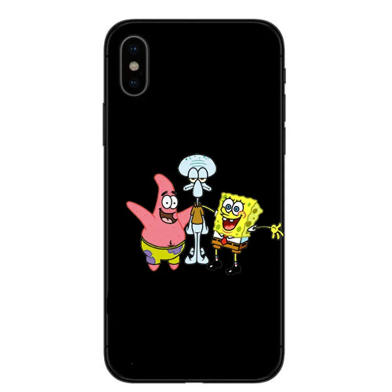 SpongeBobs Квадратные Штаны Губка Bobs лучший друг черный ТПУ Мягкий силиконовый чехол для телефона для iphone 11ProMax X XR XMax 8Plus 7 6 5 - Цвет: TPU