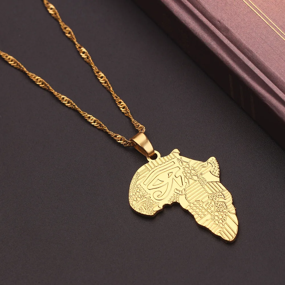 Африканская Карта Ожерелья Подвески золотой цвет глобус Африка карты кулон