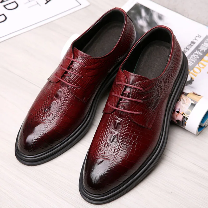 

Men's leather shoes business dress men's shoes fashion cowhide wedding shoes business casual shoes crocodile leather shoes