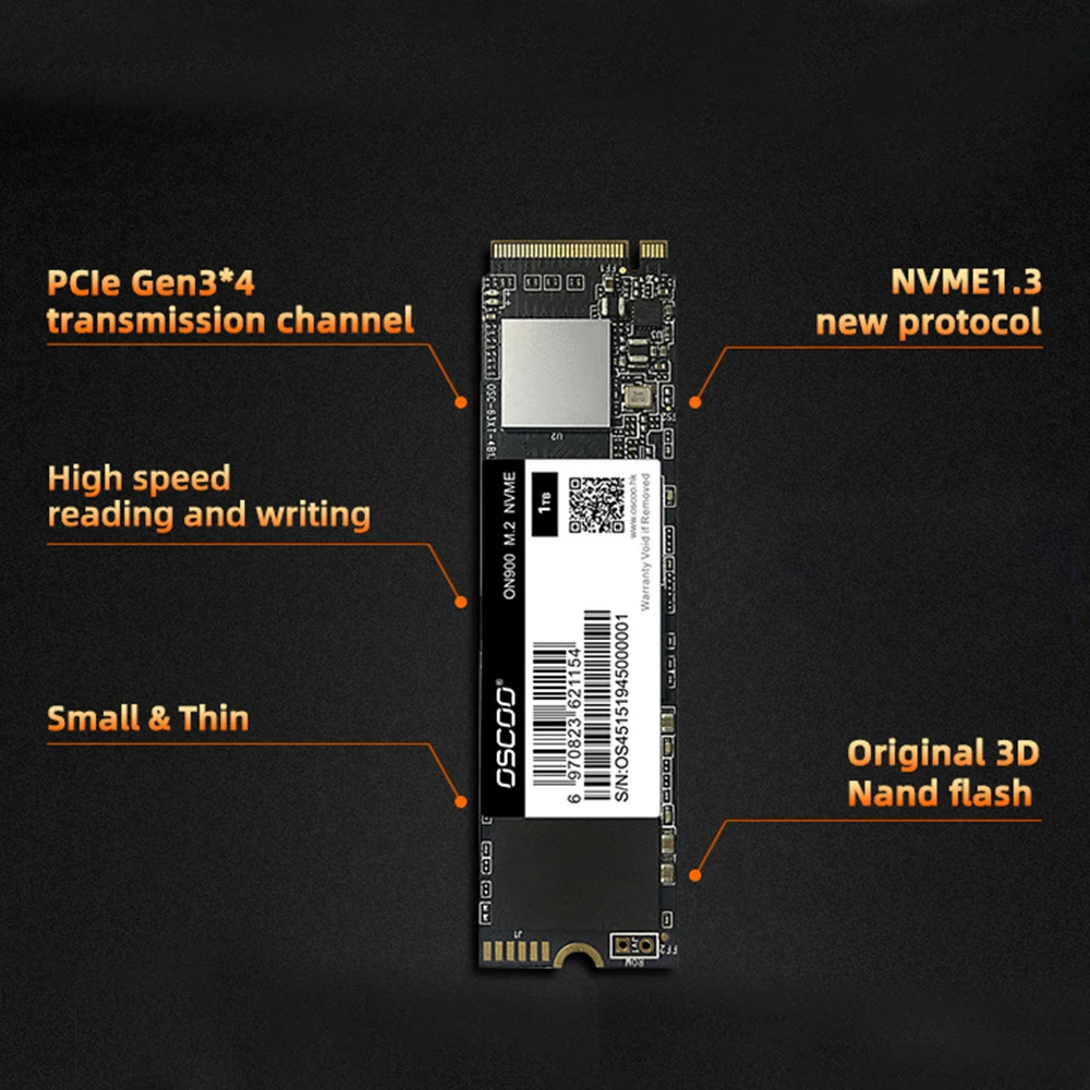 

OSCOO TLC+2263XT M.2 2280 PCIe NVME M.2 SSD 1TB 512GB 256GB 128GB Internal Solid State Drives Hard Disk For Laptop