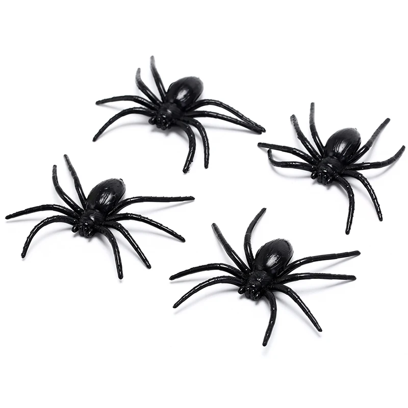 

Пластиковый черный паук 4 шт./лот, забавные поддельные пауки для Хэллоуина, игрушка, реквизит для вечерние, Декор для дома с привидениями, дет...