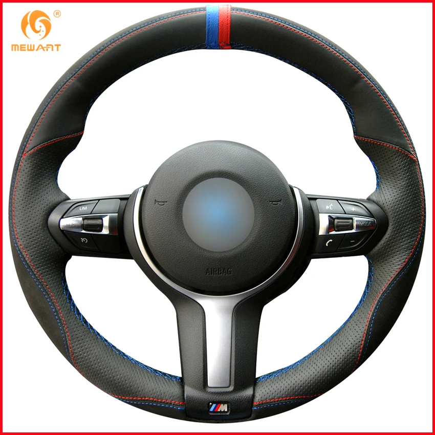 Черные кожаные черные замшевые автомобильные чехлы на руль для BMW F87 M2 F80 M3 F82 M4 M5 F12