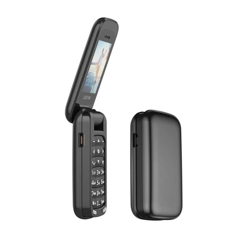 Новейший L8star BM60 мини флип музыкальный телефон Bluetooth циферблат мобильный телефон FM радио волшебный голосовой смены 3,5 разъем для наушников Mp3 музыка - Цвет: Черный