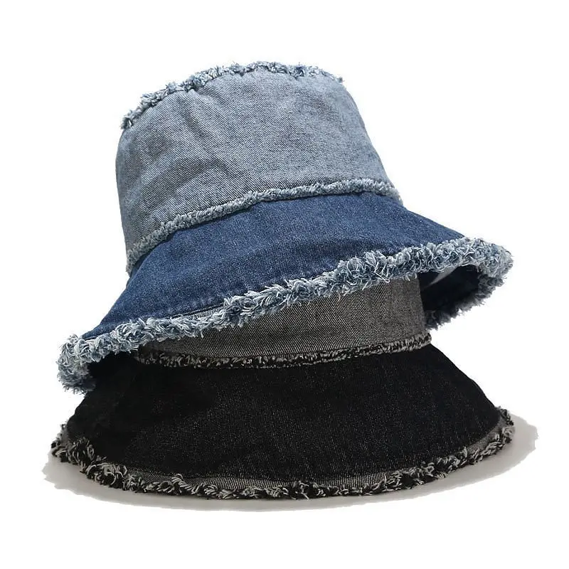 

шапка Washed denim Bucket Hat Women Men Panama tassel Outdoors Hip Hop Caps Sun bonnet Fedoras Fisherman Hat Beach Cap
