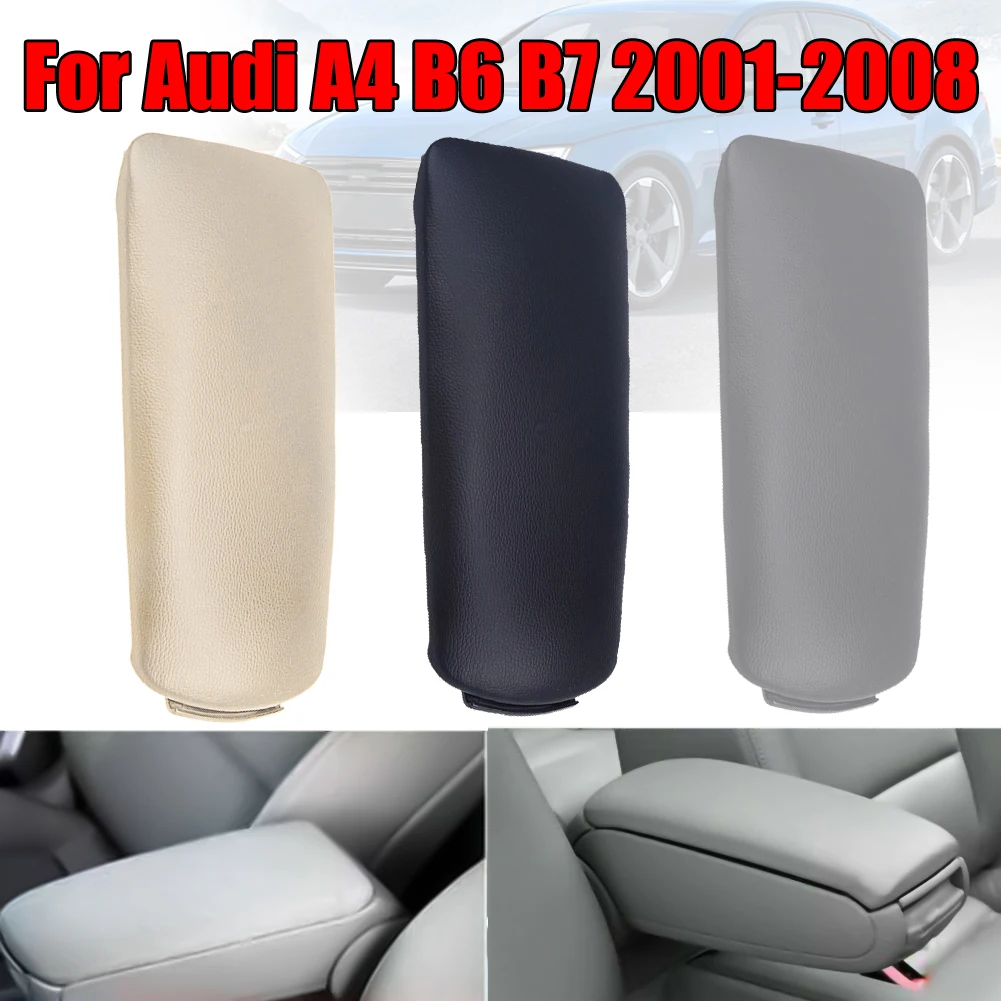 

Leather Armrest Center Box Console Lid Cover For 2001-2008 Audi A4 B6 B7