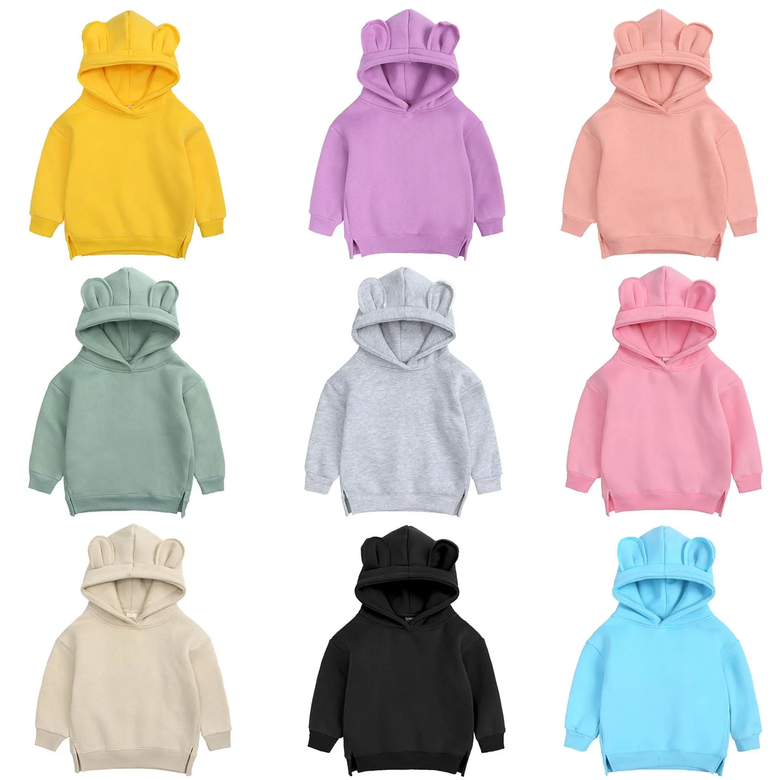 

6M-12Y Baby Girls Sweatshirt Kids Hoodies Bear Ears Sweatshirts Baby Boys Girls Hoody Children Pullover Outerwear Tops худи #4