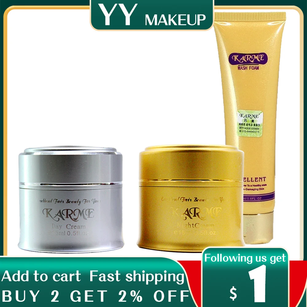 Hot wholesale Qiao Mei whitening day+night cream cleanser 3pcs/set