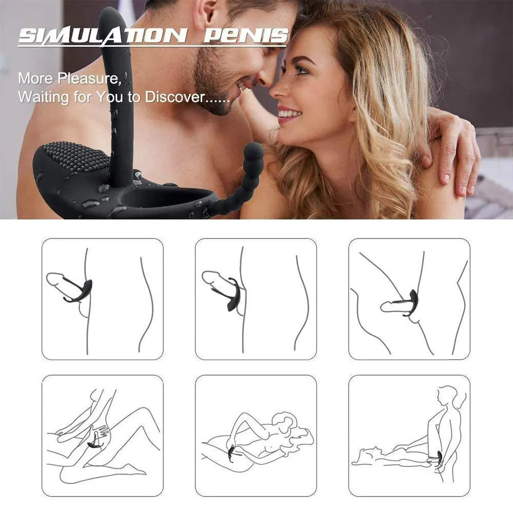 7 режимов вибрации двойной мотор для более жесткой эрекции вибрирующее кольцо на