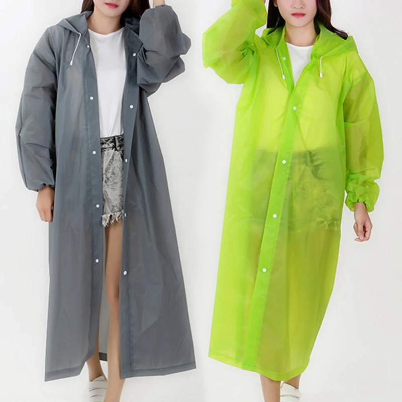 

Environmental Women Raincoat Men Black Rain Clothes Cover Hooded Poncho Motorcycle Rainwear Adult Clear Portable Rain Jacket